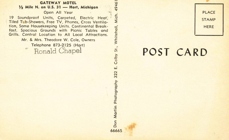 Gateway Motel - Vintage Postcard